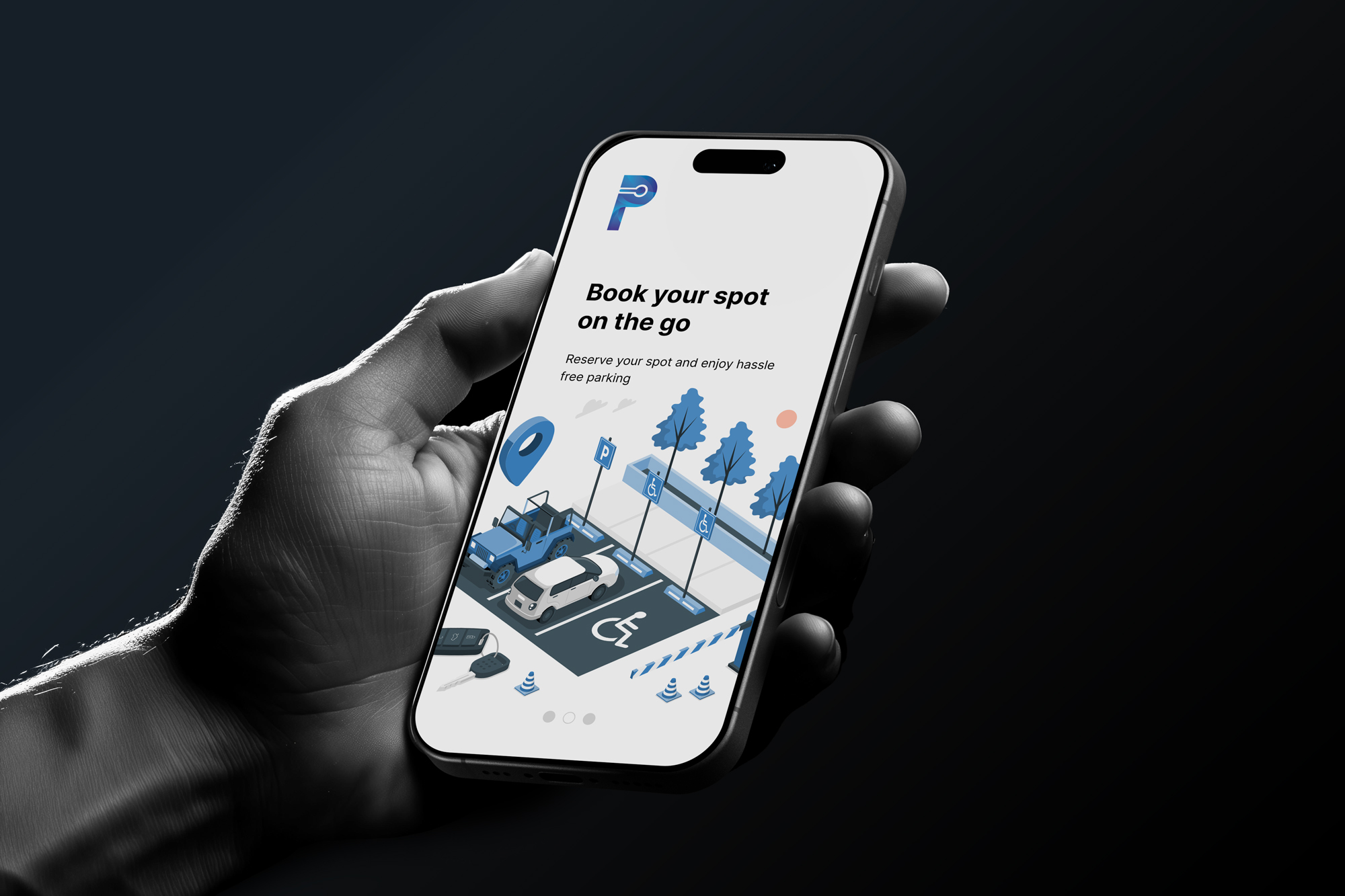 Parkade map and search interface