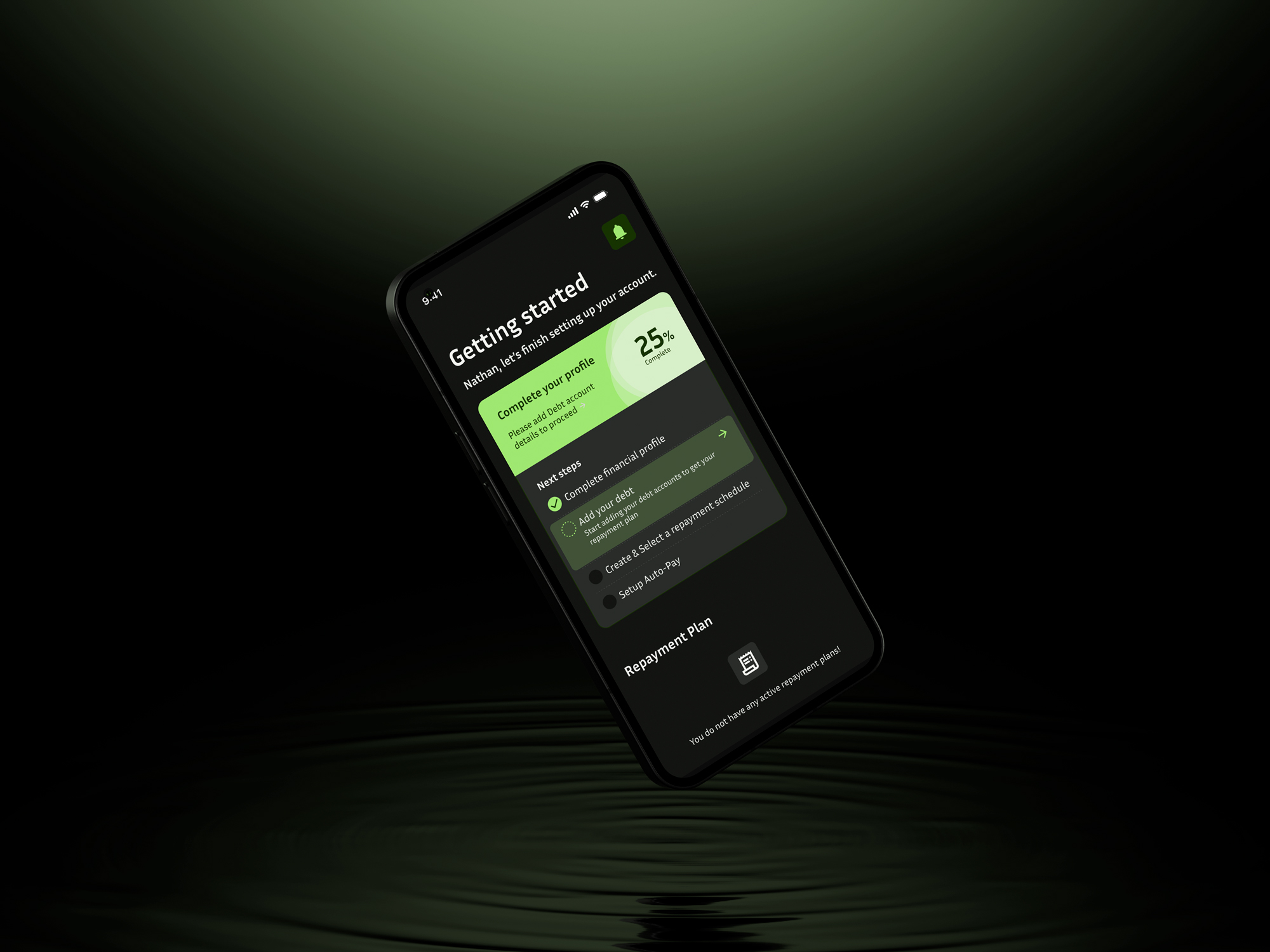 Undebt app dashboard